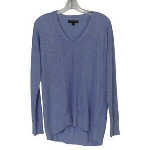 Banana Republic V Neck Sweater Women's M Blue Rayon Cotton Knit Pullover Casual